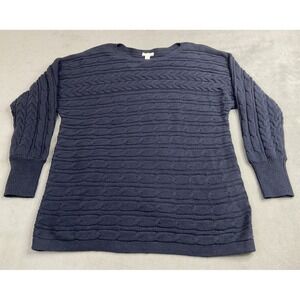 J Jill Sweater Womens Small Navy Cable Knit‎ Horizontal Oversized Soft Tunic